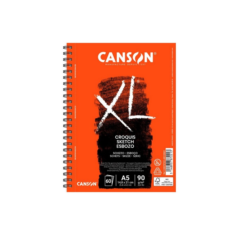 Skicář CANSON XL Croquis A5, 60 listů 90g