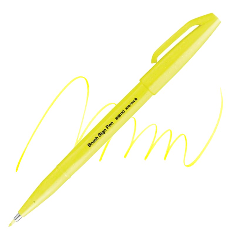 PENTEL Touch Brush Sign Pen, neon žlutý