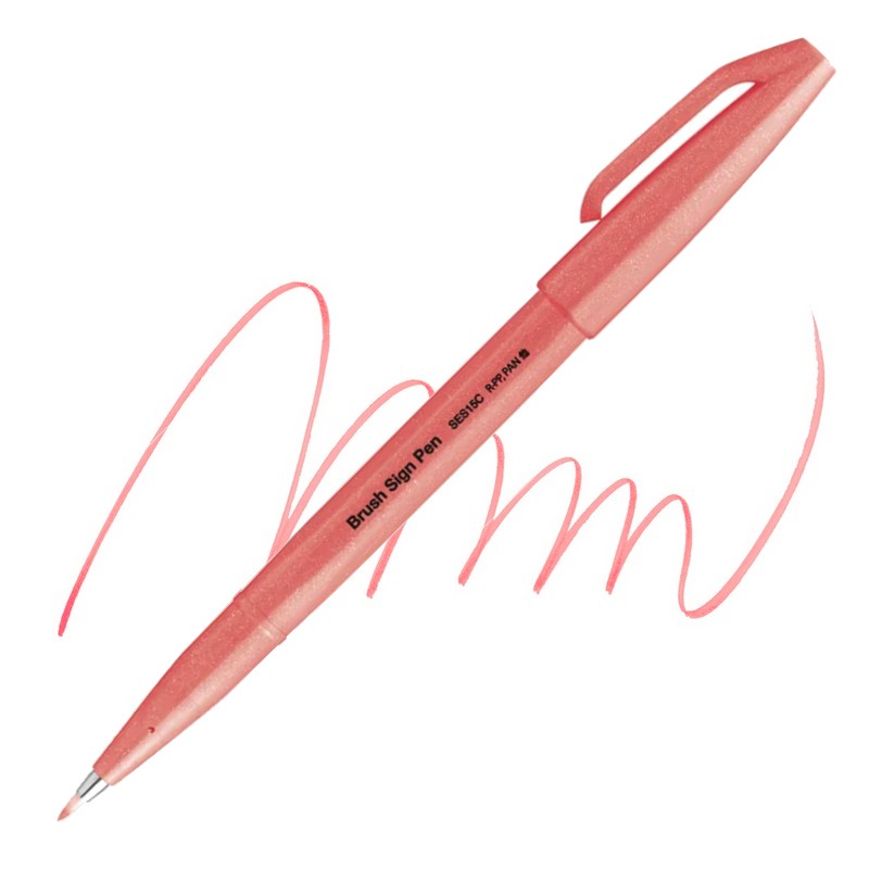 PENTEL Touch Brush Sign Pen, neon červený