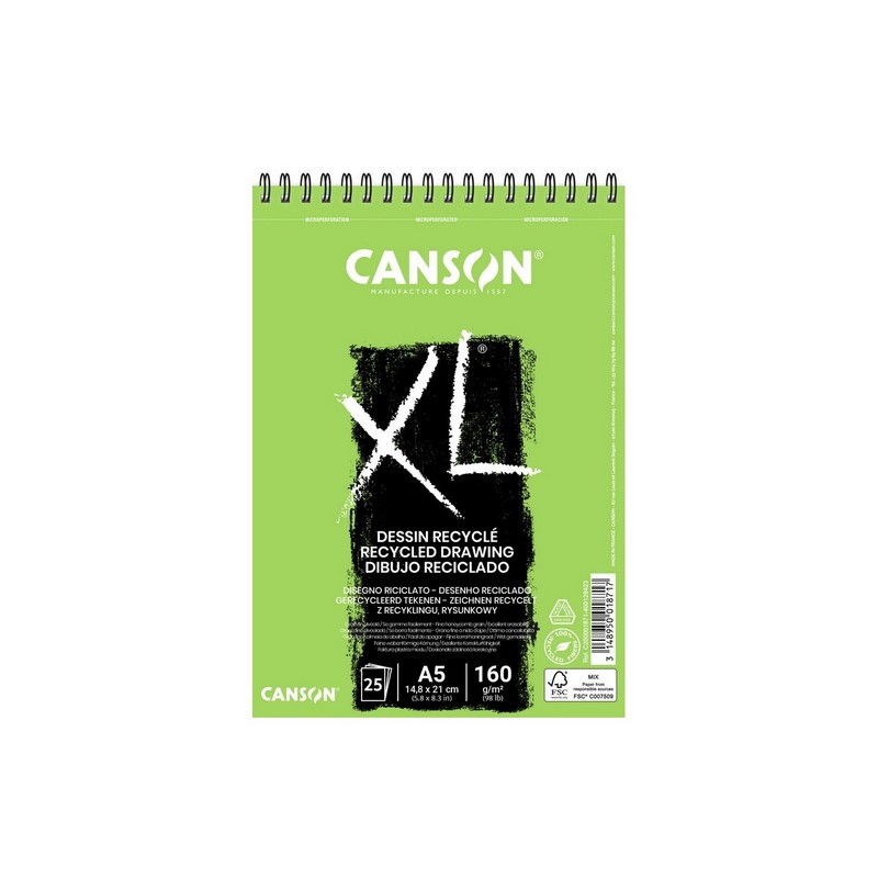 Skicář CANSON XL Dessin Recycle A5, 25 listů 160g