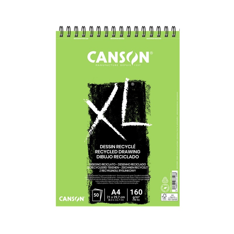 Skicář CANSON XL Dessin Recycle A4, 50 listů 160g