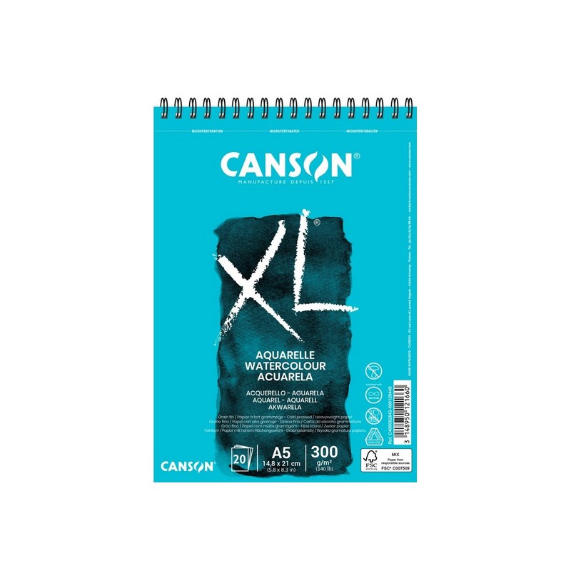 Skicář CANSON XL Aquarelle A5, 20 listů 300g