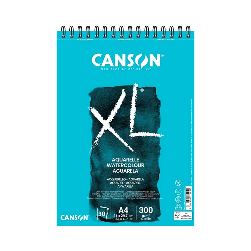 Skicář CANSON XL Aquarelle A4, 30 listů 300g
