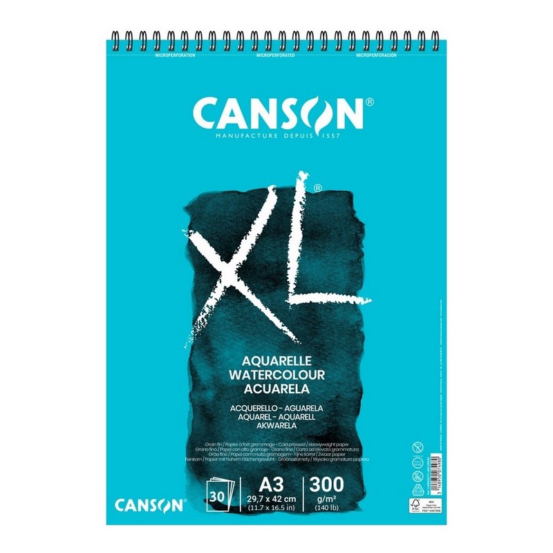 Skicář CANSON XL Aquarelle A3, 30 listů 300g