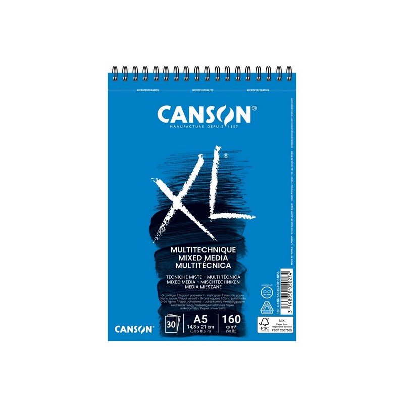 Skicář CANSON XL Mixed Media A5, 30 listů 160g