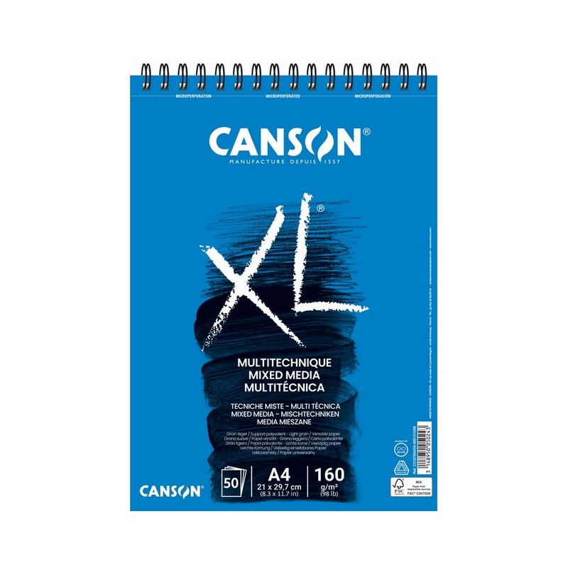 Skicář CANSON XL Mixed Media A4, 50 listů 160g