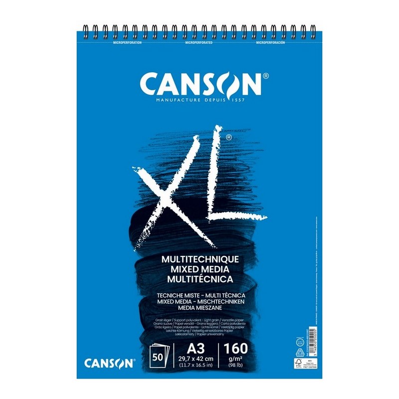 Skicář CANSON XL Mixed Media A3, 50 listů 160g