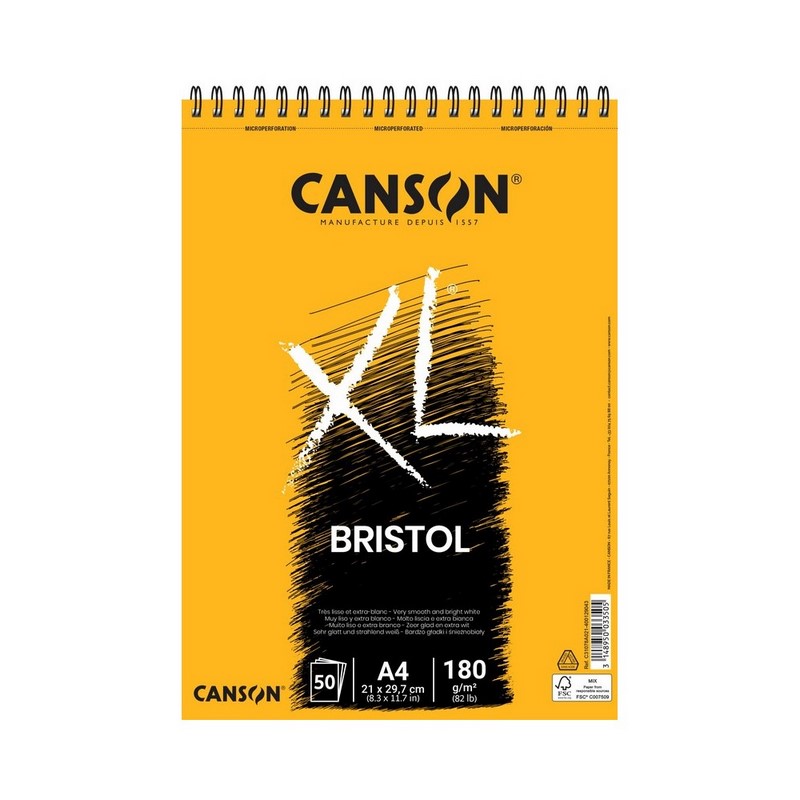 Skicář CANSON XL Bristol A4, 50 listů 180g