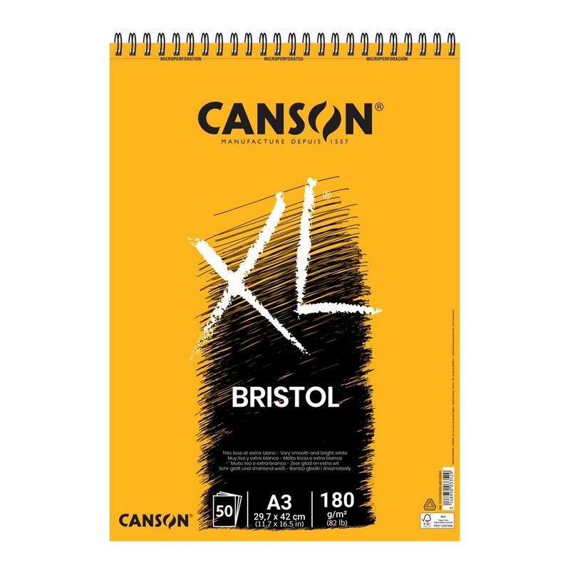 Skicář CANSON XL Bristol A3, 50 listů 180g