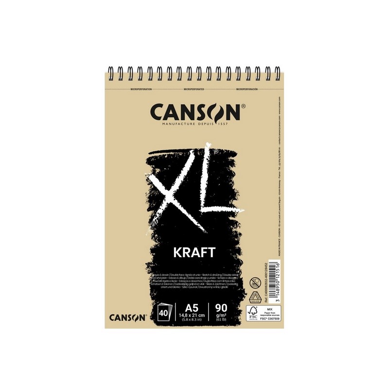 Skicář CANSON XL Kraft A5, 40 listů 90g