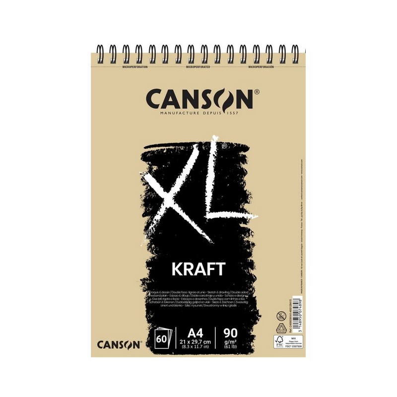 Skicář CANSON XL Kraft A4, 60 listů 90g