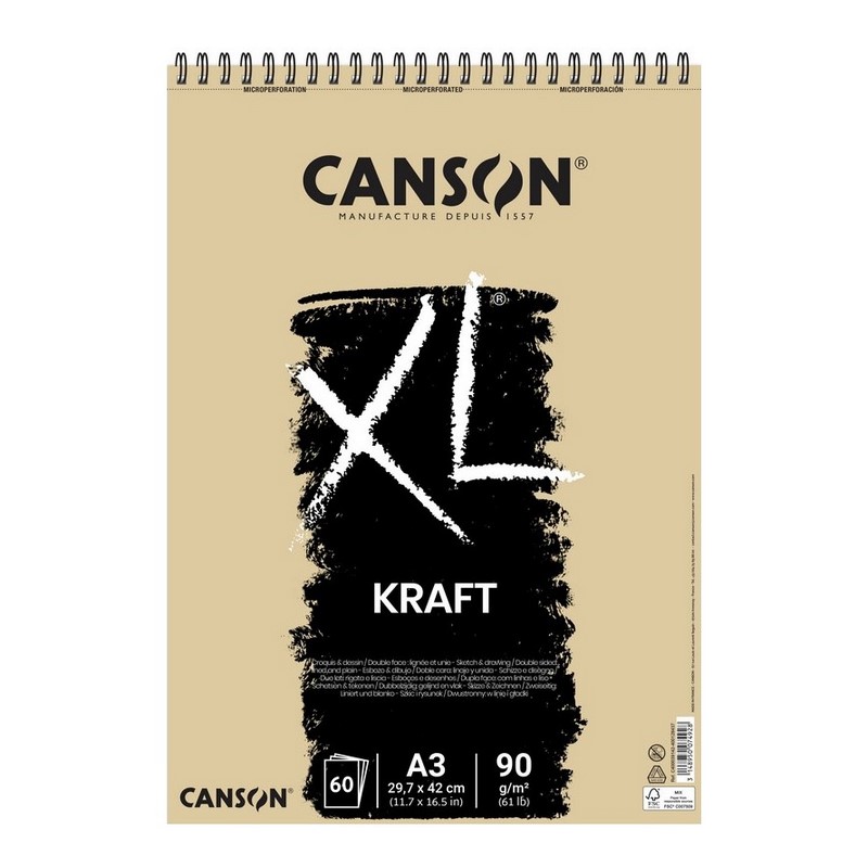 Skicář CANSON XL Kraft A3, 60 listů 90g
