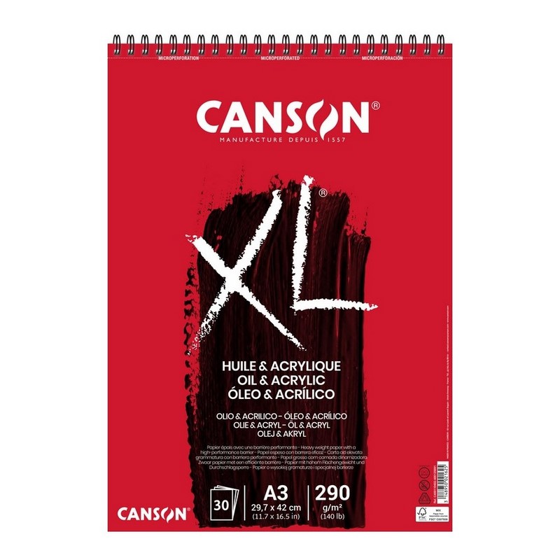 Skicář CANSON XL Oil & Acrylic A3, 30 listů 290g