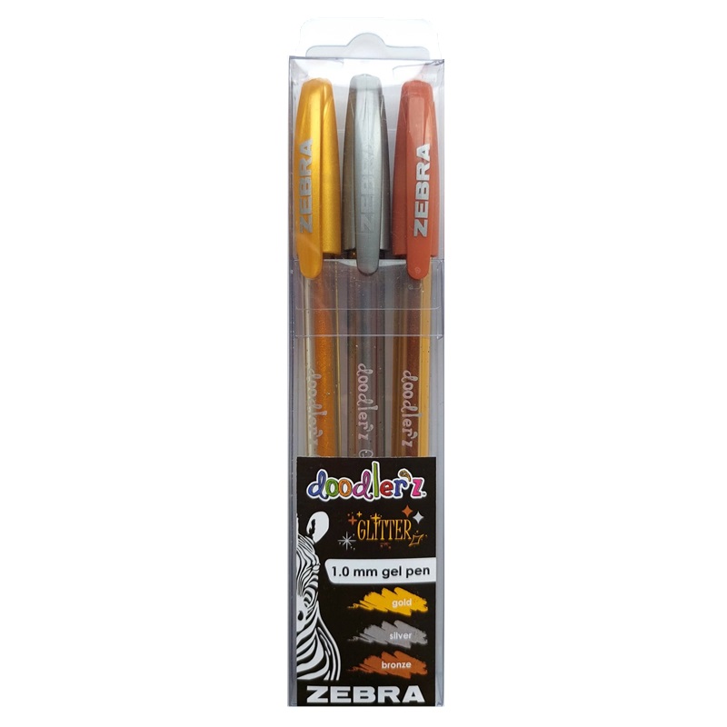 Gelová pera ZEBRA Doodlerz, 3ks metalické