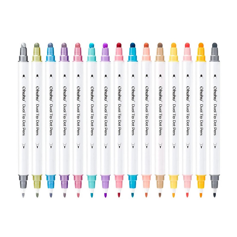 Tečkovací fixy OHUHU Dots Dual Tip, 15ks