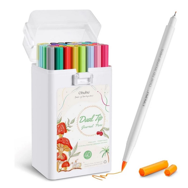 Akvarelové fixy OHUHU Aqua Brush Marker, 40ks