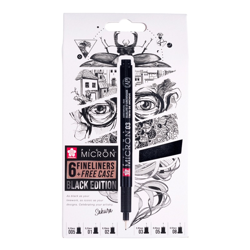 Technické linery SAKURA Pigma Micron Exclusive, set 6ks v pouzdře
