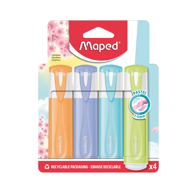 Zvýrazňovač MAPED Fluo Peps pastelový, 4ks sekundární