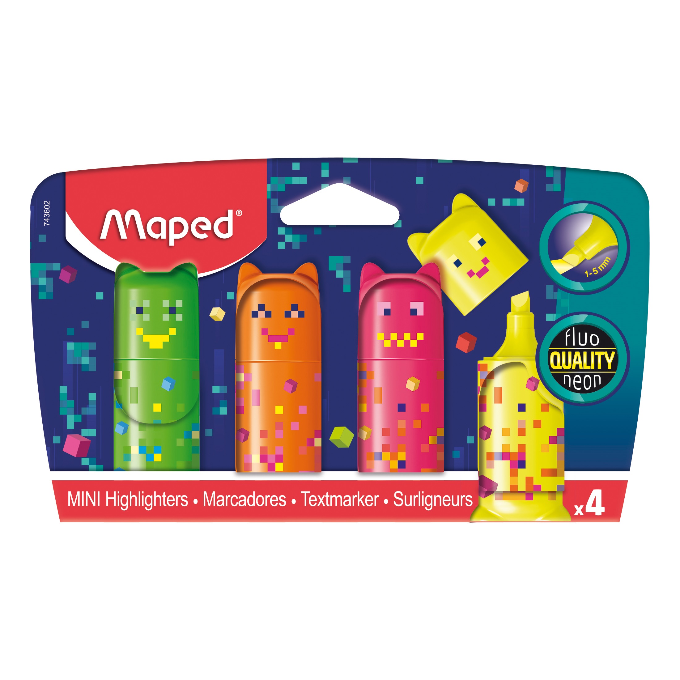Zvýrazňovač MAPED Mini Pixel Party, 4ks