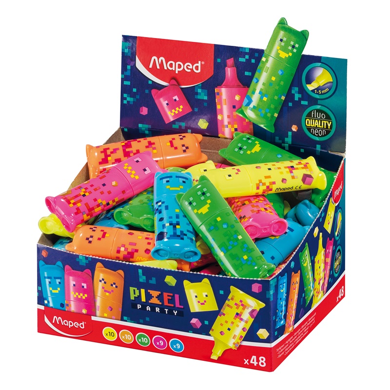 Zvýrazňovač MAPED Mini Pixel Party, 48ks ve stojánku