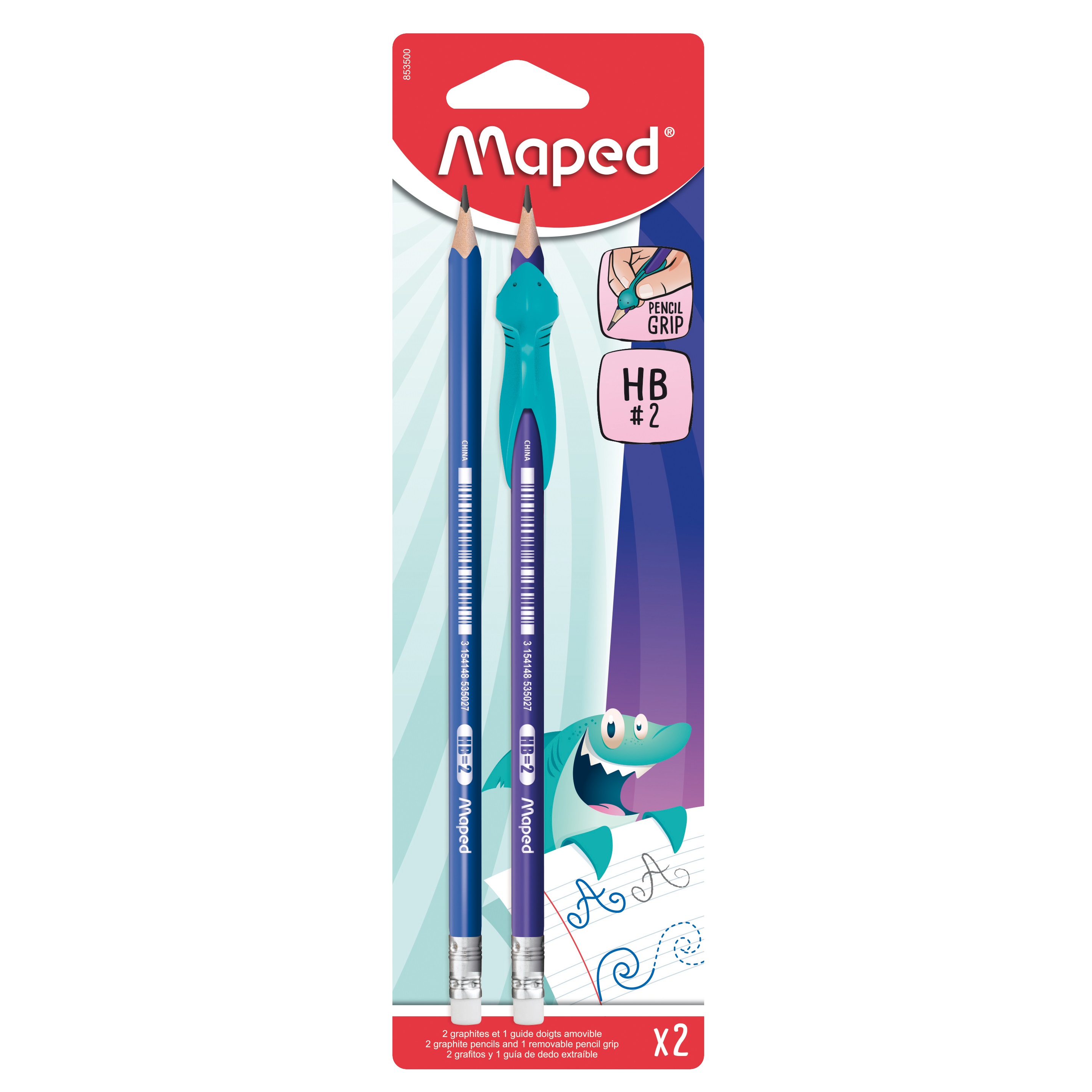 Tužky MAPED Black Peps Kidy Learn s gumou, 2ks + plastový nástavec