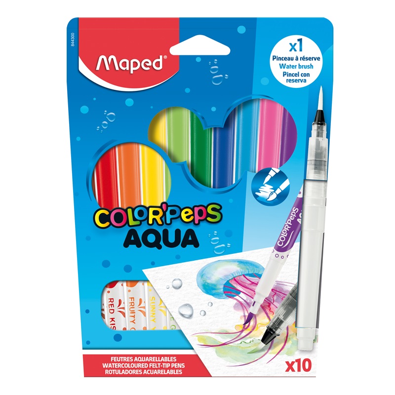 Fixy MAPED Color Peps Aqua, 10ks + štětec na vodu