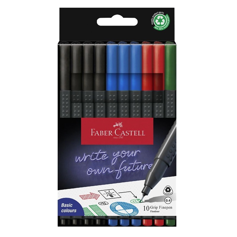 FABER-CASTELL GRIP Finepen 0,4mm, set 10ks Office