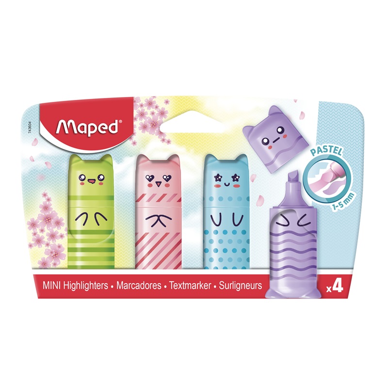 Zvýrazňovače MAPED Mini Pastel, 4 ks