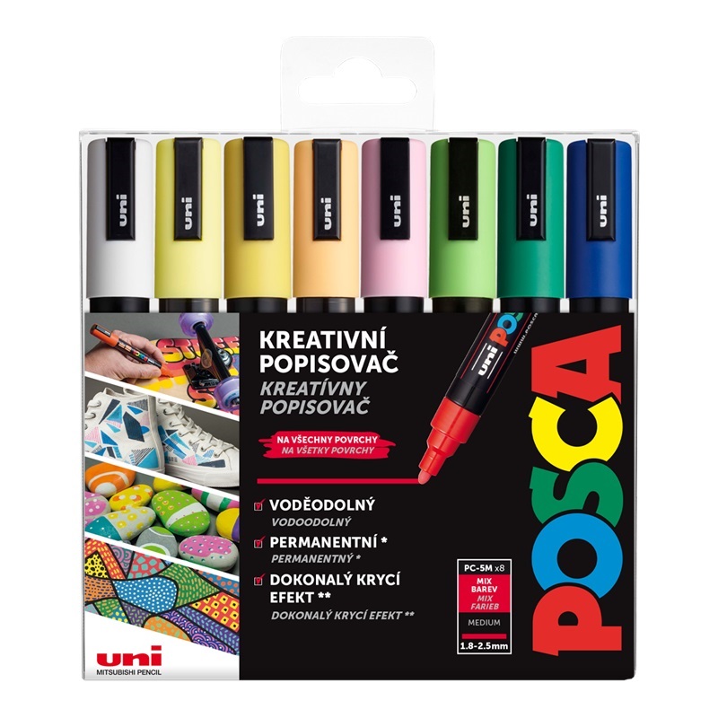 Akrylové fixy UNI POSCA 5M, 8ks jarní tóny