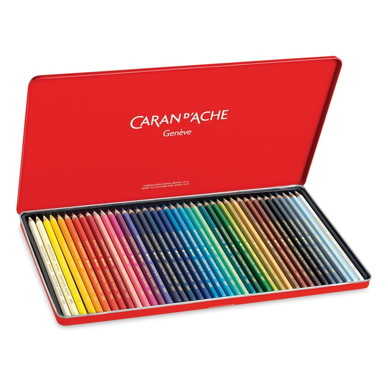CARAN D'ACHE Akvarelové pastelky Supracolor CARAN D'ACHE, 40ks v kovové krabičce