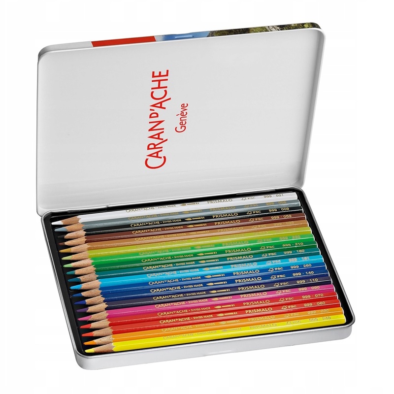 CARAN D'ACHE Akvarelové pastelky Prismalo CARAN D'ACHE, 18ks v kovové krabičce