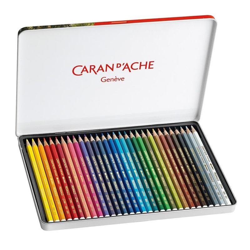 CARAN D'ACHE Akvarelové pastelky Prismalo CARAN D'ACHE, 30ks v kovové krabičce
