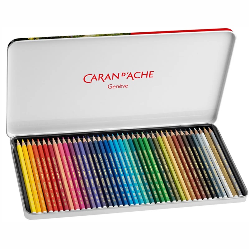 CARAN D'ACHE Akvarelové pastelky Prismalo CARAN D'ACHE, 40ks v kovové krabičce