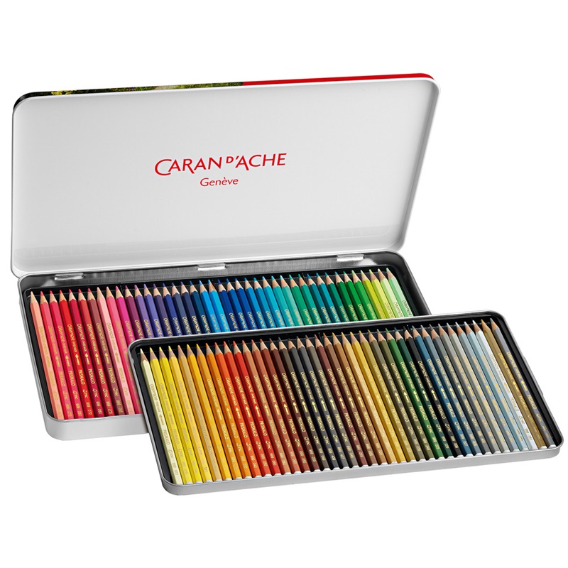 CARAN D'ACHE Akvarelové pastelky Prismalo CARAN D'ACHE, 80ks v kovové krabičce