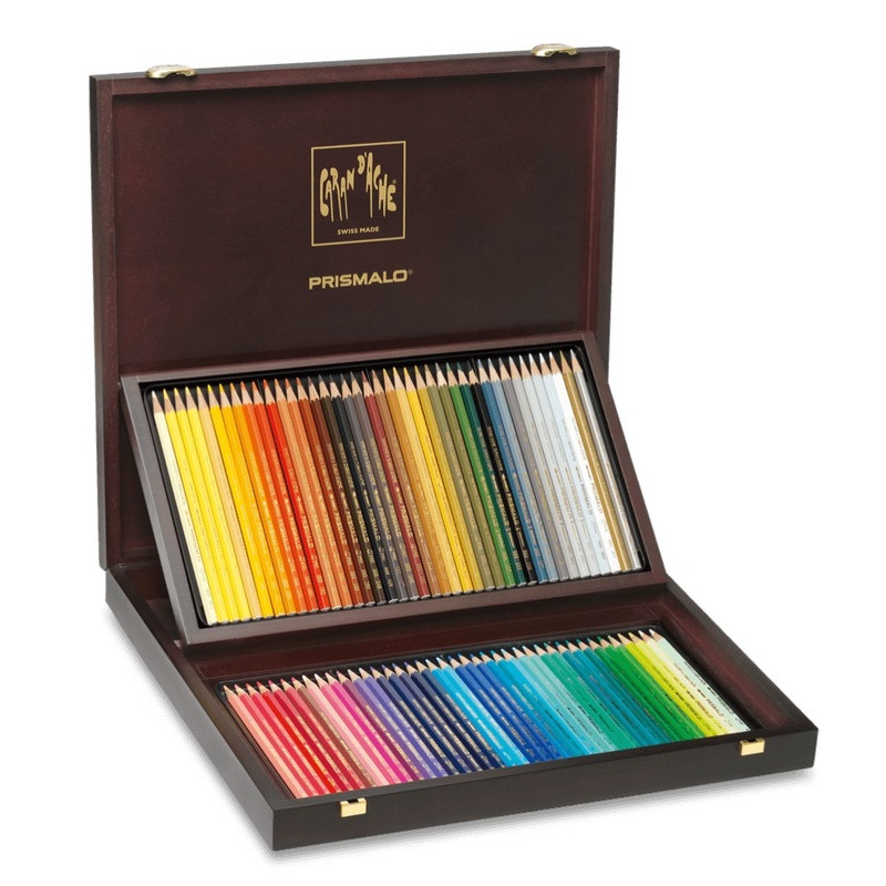 CARAN D'ACHE Akvarelové pastelky Prismalo CARAN D'ACHE, 80ks v dřevěné kazetě