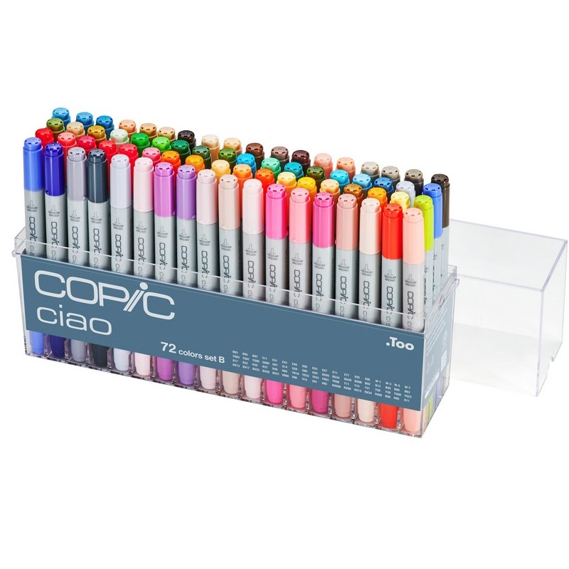Lihové fixy COPIC Ciao oboustranné Brush & Chisel 72ks, základní B