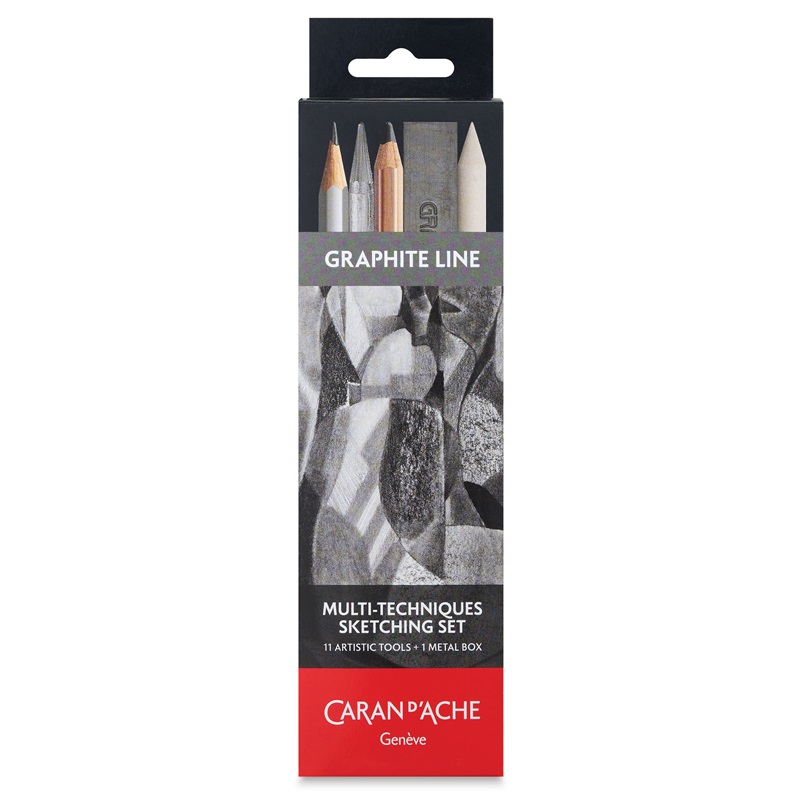 Grafitová skicovací sada CARAN D'ACHE Graphite Line, 8ks + 3ks příslušenství