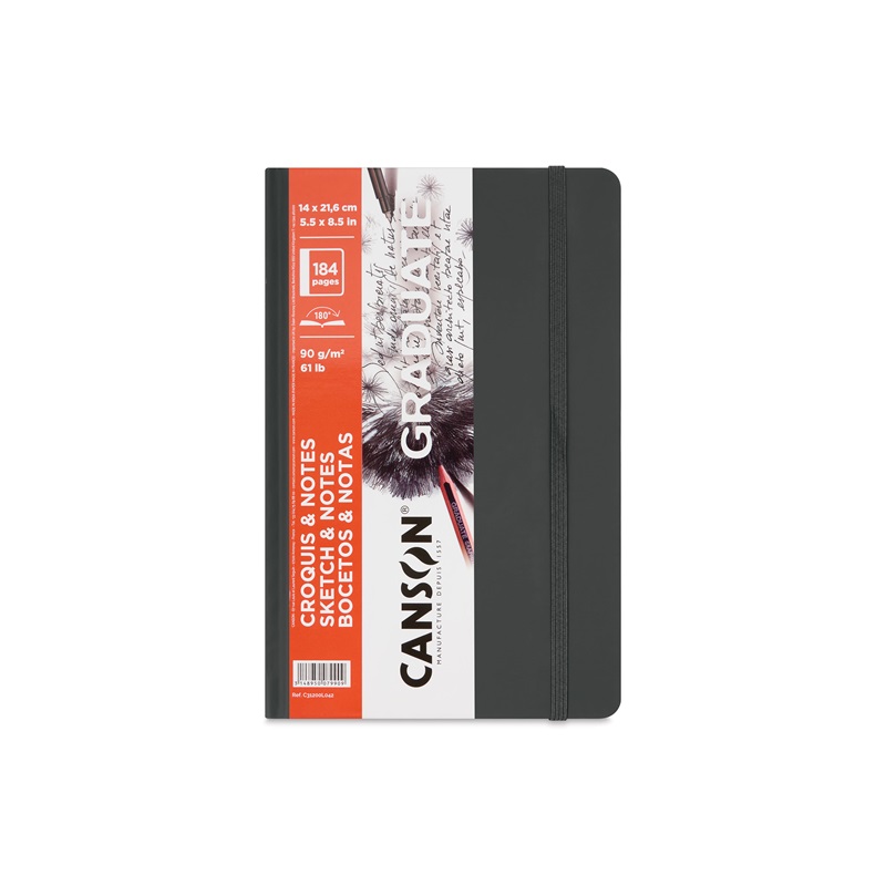 Skicář CANSON Graduate Croquis A5 černý, 92 listů 90g