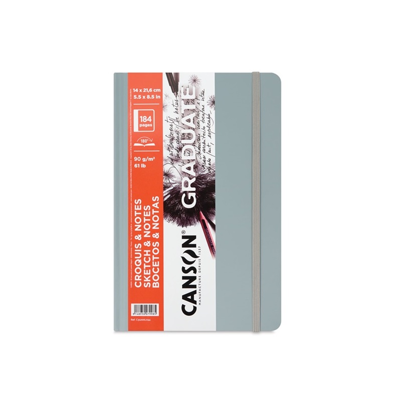 Skicář CANSON Graduate Croquis A5 šedý, 92 listů 90g