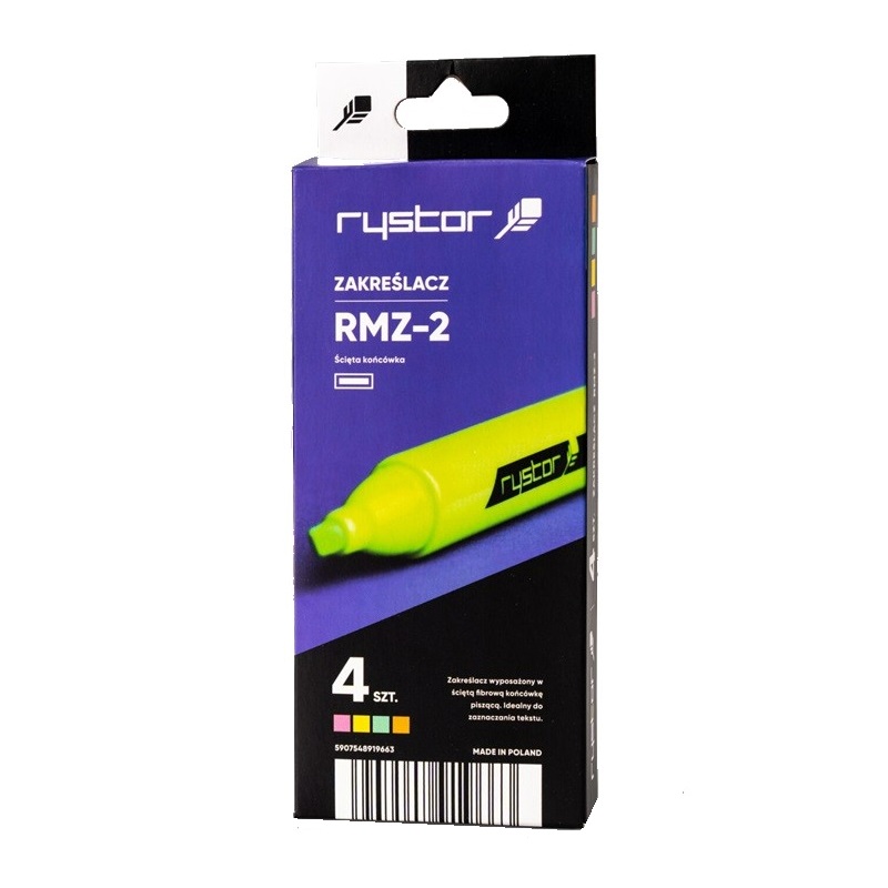 Zvýrazňovače RYSTOR Neon, 4 ks