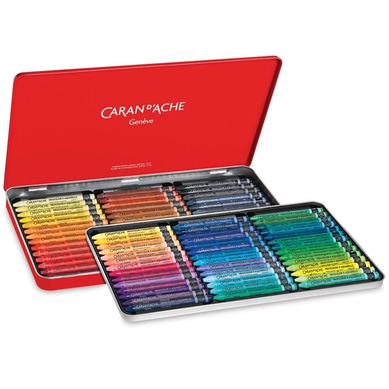 CARAN D'ACHE Akvarelové voskové pastely Neocolor II CARAN D'ACHE, 84ks v kovové krabičce