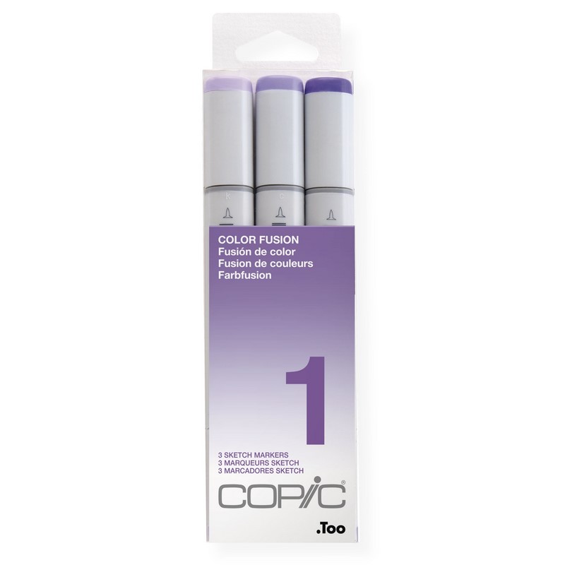 Lihové fixy COPIC Sketch oboustranné Brush & Chisel 3ks, fusion set 1