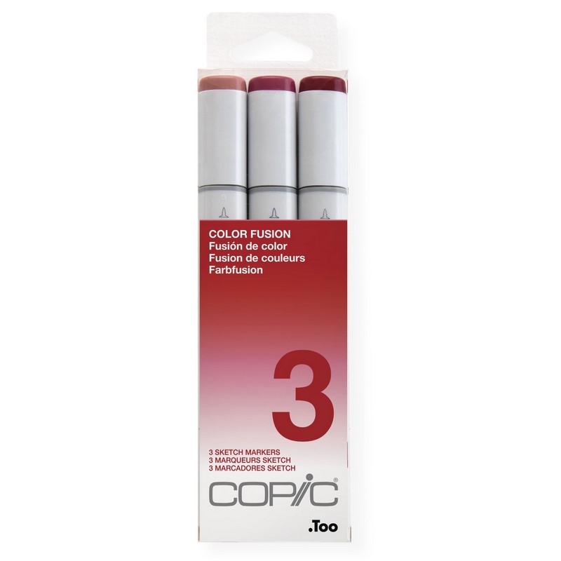 Lihové fixy COPIC Sketch oboustranné Brush & Chisel 3ks, fusion set 3