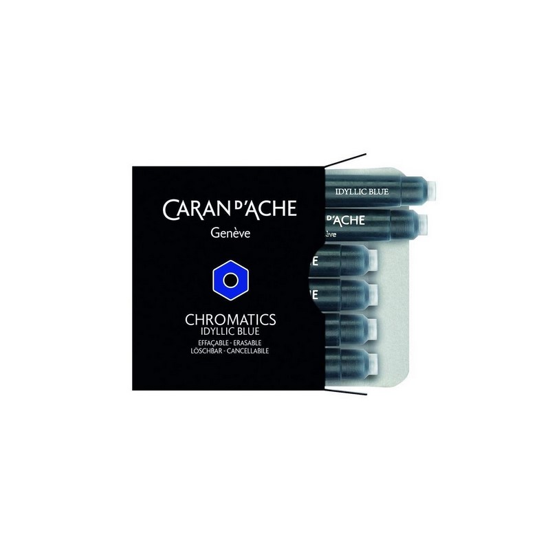Inkoustové bombičky Chromatics CARAN D'ACHE 6ks, Idyllic Blue zmizíkovatelné