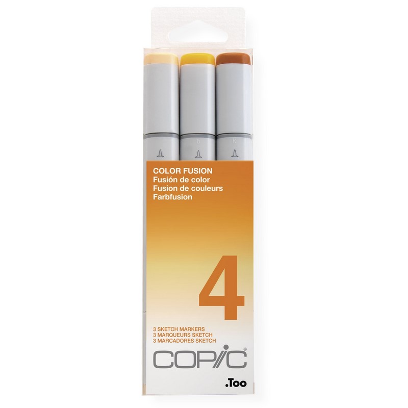 Lihové fixy COPIC Sketch oboustranné Brush & Chisel 3ks, fusion set 4