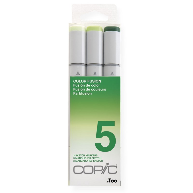 Lihové fixy COPIC Sketch oboustranné Brush & Chisel 3ks, fusion set 5