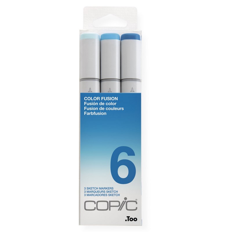 Lihové fixy COPIC Sketch oboustranné Brush & Chisel 3ks, fusion set 6