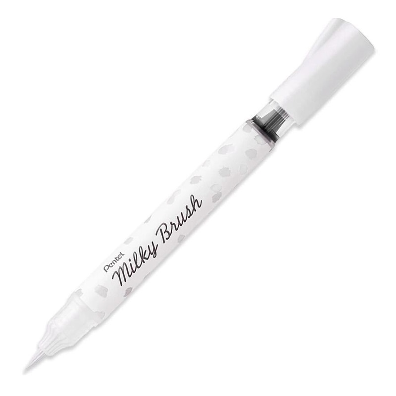 Štětcová fixa PENTEL Milky Brush Pen, bílá