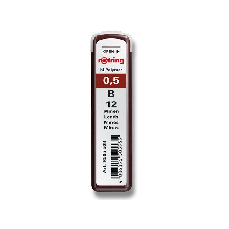 Náhradní tuhy do mikrotužky ROTRING 0,5mm B, 12ks