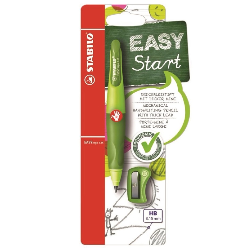 Mechanická tužka STABILO EASYergo pro praváky zelená 3,15mm HB + ořezávátko